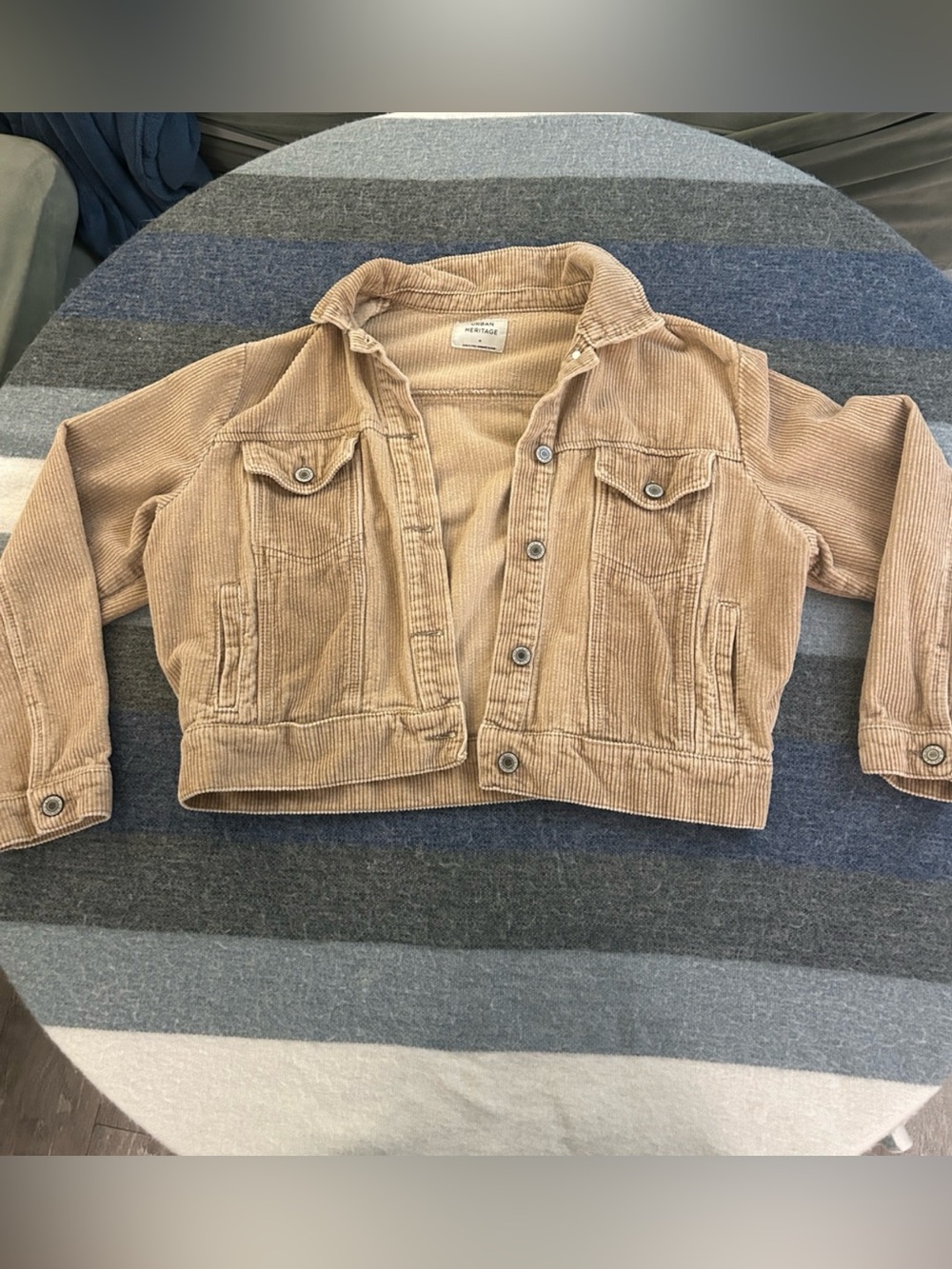 Corduroy Semi-Cropped Trucker Jacket - Tan - Women’s